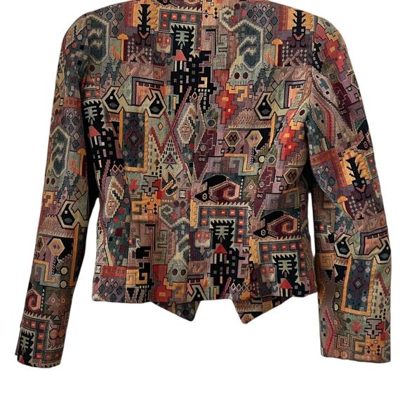 George Simonton Vintage Aztec Tapestry Print Button Front Blazer Size 4 - Picture 2 of 13